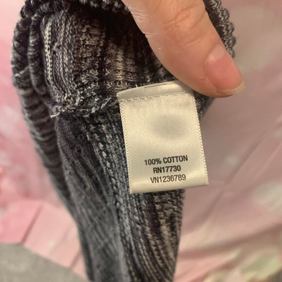 Women's Black & White Blended Colored Sweater with Tie - Picture 9 of 11